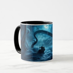 Caneca Náutico do Kraken e do Barco de Pesca
