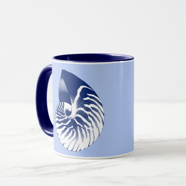 Caneca Nautilha - marinho, branco e azul claro (Frente Esquerda)