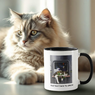 Caneca Nave Espacial Gato Tabby Verde Alien Stuffie Ficçã