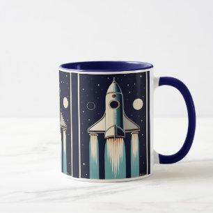 Caneca Nave Espacial Retro da Era Espacial dos Anos 50