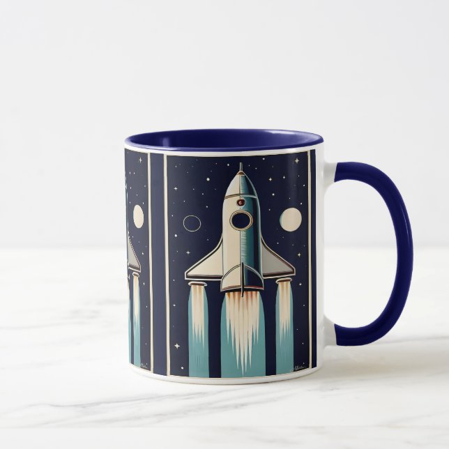 Caneca Nave Espacial Retro da Era Espacial dos Anos 50 (Direita)