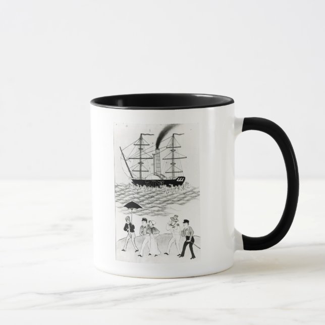 Caneca Navio a vapor inglês no cantão, 1840 (Direita)