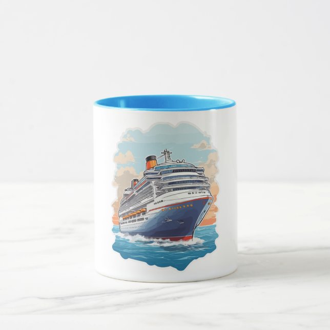 Caneca Navio de cruzeiro colorido (Centro)