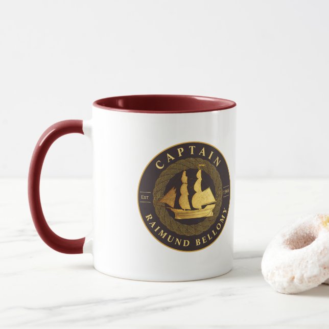 Caneca Navio de vela Dourada (Com Donut)