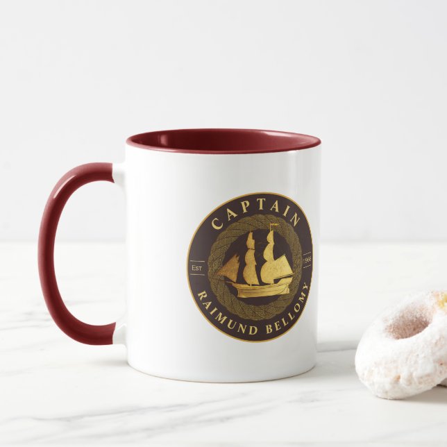Caneca Navio de vela Dourada (Com Donut)