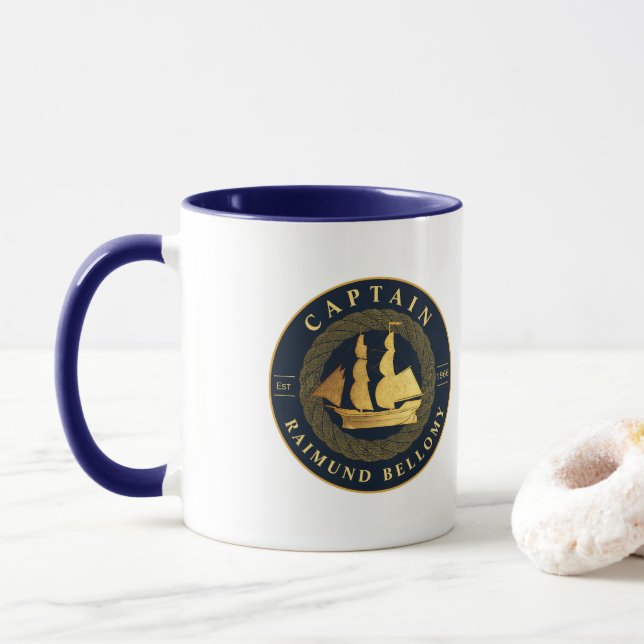 Caneca Navio de vela Dourada (Com Donut)