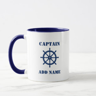 Caneca Navio náutico Capitão de roda ou nome do barco