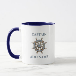 Caneca Navio náutico Helm de roda Nome personalizado do c