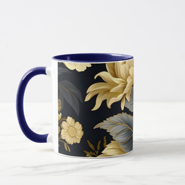Caneca Navy Blue and Gold Modern Boho Custom Logo Mug (Esquerda)