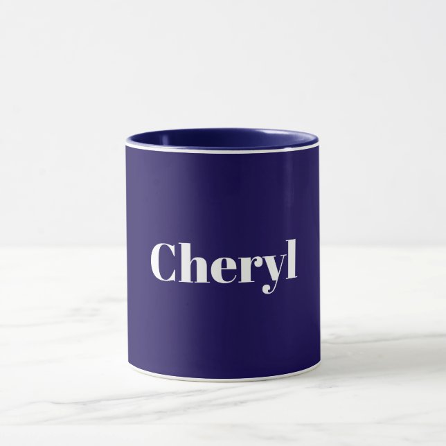 Caneca Navy Blue Template, White Text, Customizable, (Centro)