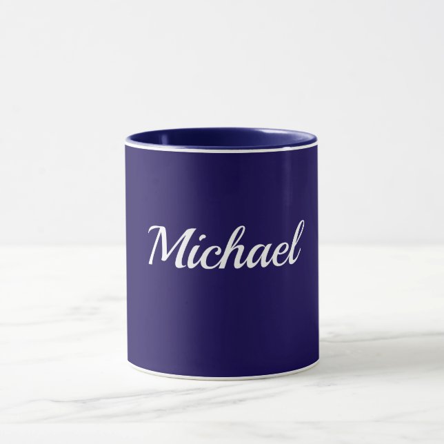 Caneca Navy Blue Template, White Text, Customizable, (Centro)