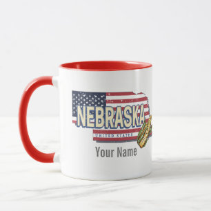 Caneca Nebraska Estados Unidos Retro State Map Vintage EU