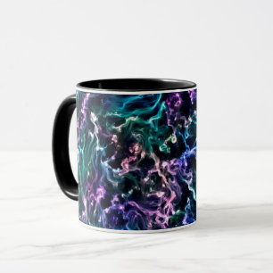 Caneca Nebulosa de Líquido Líquido Abstrato de Linho Azul