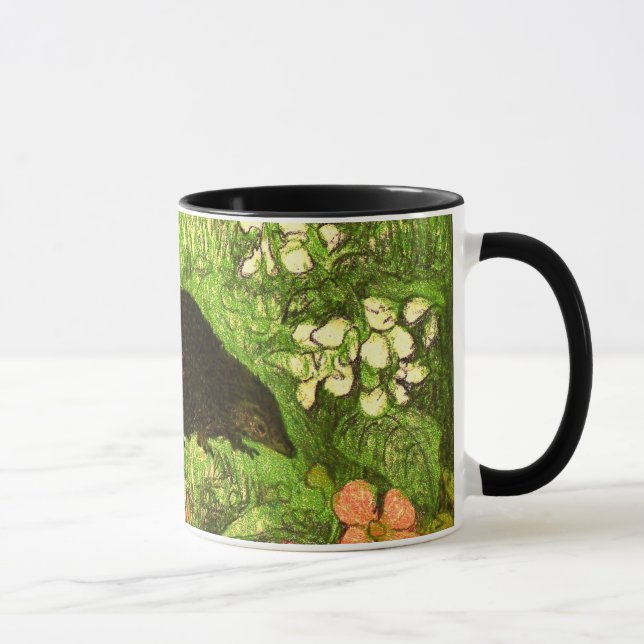 Caneca Neerlandês Art Nouveau Hedgehog e Bebês (Direita)