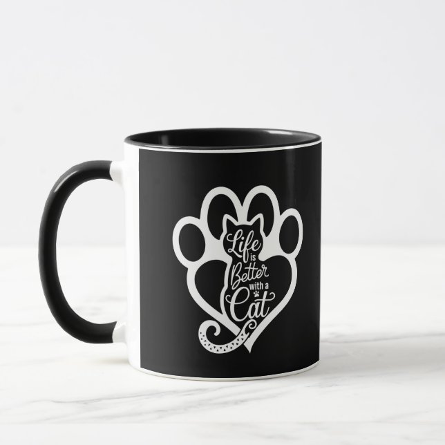 Caneca Negrito "A vida é melhor com um gato" (Esquerda)