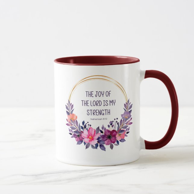 Caneca Nehemiah 8:10 A alegria do Senhor é minha força, (Direita)