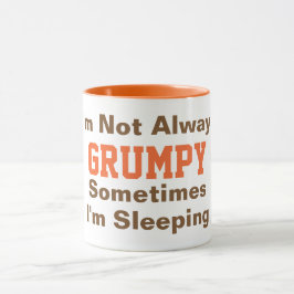 Caneca Nem sempre sou Grumpy Engraçado Tipografia Laranja