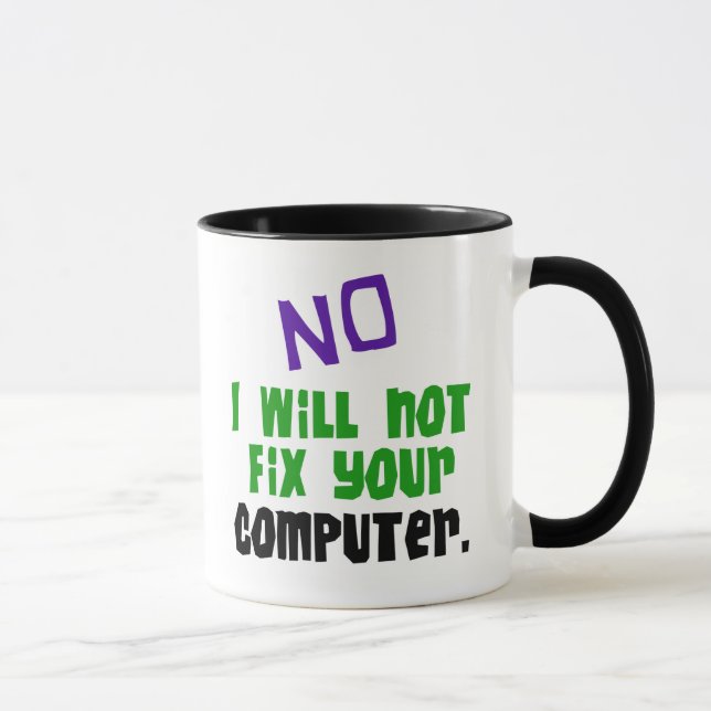 Caneca Nenhum eu não fixarei seu computador (Direita)