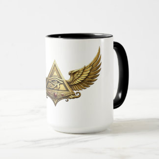 Caneca NeoAnkh Egyptian Eye of Horus Gold Winged Pyramid