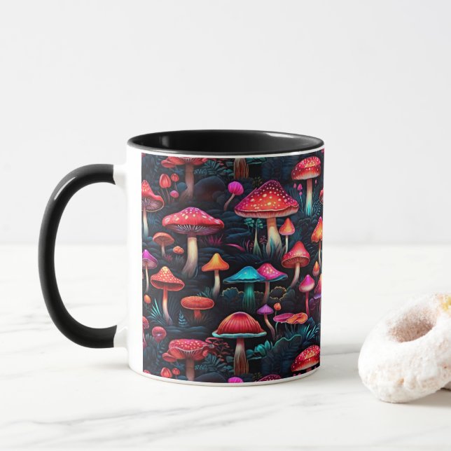 Caneca Neon Enchanted Mushroom Forest Mug (Com Donut)