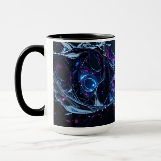 Caneca Neon Nexus: Estrutura Tecno-Orgânica Intertecida (Esquerda)