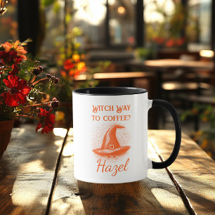 Caneca Neon Personalizável de Halloween - Chapéu de Bruxa