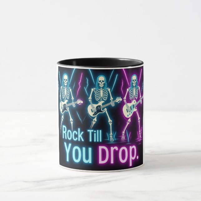 Caneca Neon Skeletons Rock Duro Halloween Mug (Centro)