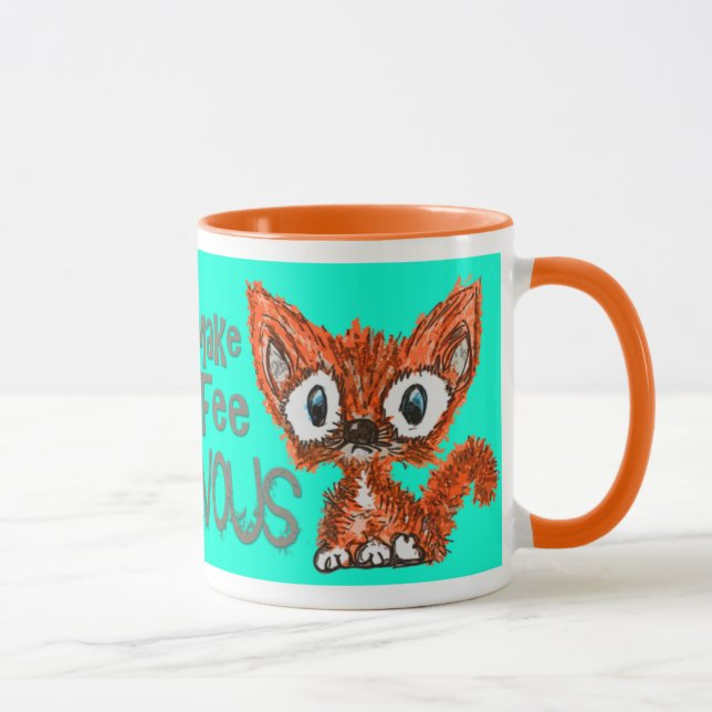 Caneca nervosa do gatinho do café (Direita)