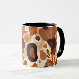 Caneca Neutral Leaves & Shapes Mug – Artistic Boho Patter