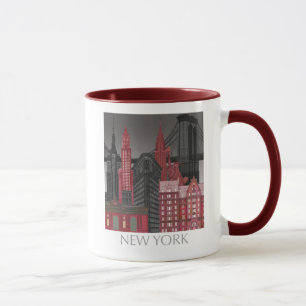 Caneca New York Elevations by Night - Vermelho