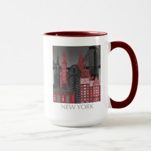 Caneca New York Elevations by Night - Vermelho