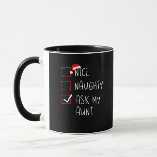 Caneca Nice Naughty Ask My Aunt Christmas List Xmas 