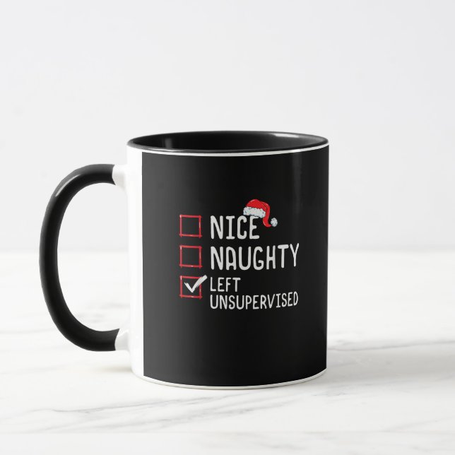 Caneca Nice Naughty Left Unsupervised Christmas List  (Esquerda)