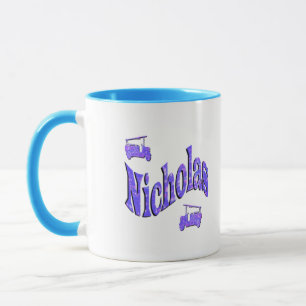 Caneca Nicholas Name Com Caminhões De Fogo,