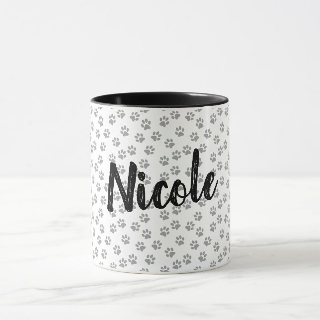 Caneca Nicole com Estampa de Pata Preto e Branco (Centro)