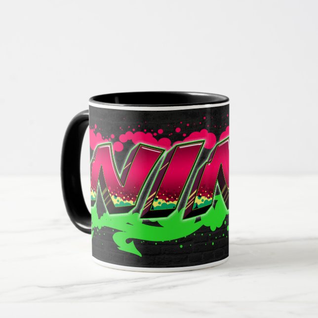 Caneca Nina Vorname Name Graffiti red green Tasse (Frente Esquerda)