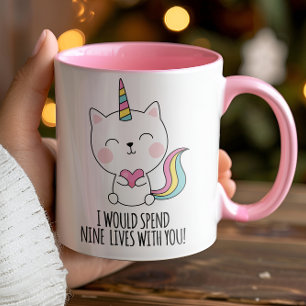 Caneca Nine Lives - Dia de os namorados de Pipoca-Gato-Ka