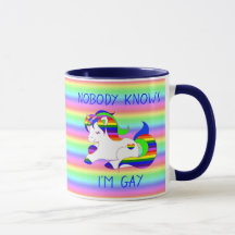 Ninguém Sabe Que Sou Gay Rainbow LGBT Humor Mug