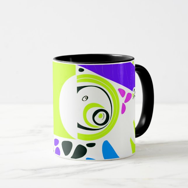 Caneca Ninho de Pássaro - Branco Verde limão (Frente Esquerda)