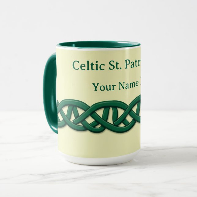 Caneca Nó Celta Infinito Sem Costura Verde Escuro (Frente Esquerda)