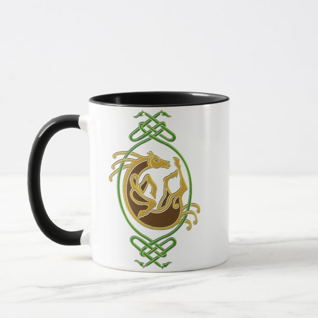 Caneca Nó Celtico de Cavalo - Verde e Dourado (Esquerda)