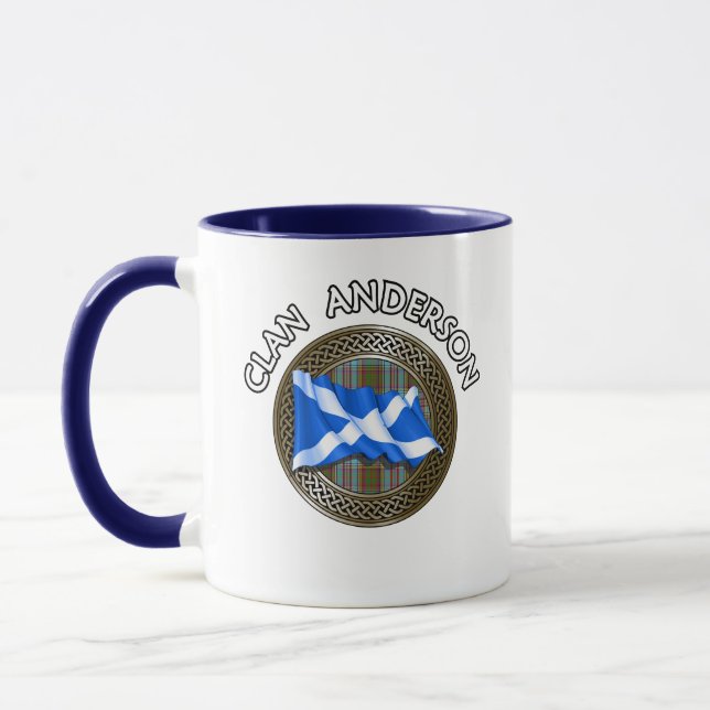 Caneca Nó de Tecido Escocês do Clã Anderson & Bandeira (Esquerda)