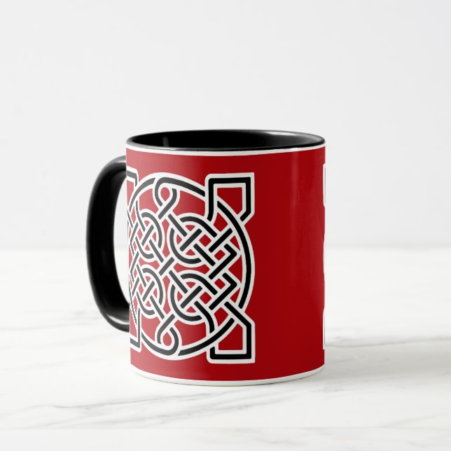 Caneca Nó do Marinheiro Celta, Vermelho Profundo, Preto e (Frente Esquerda)
