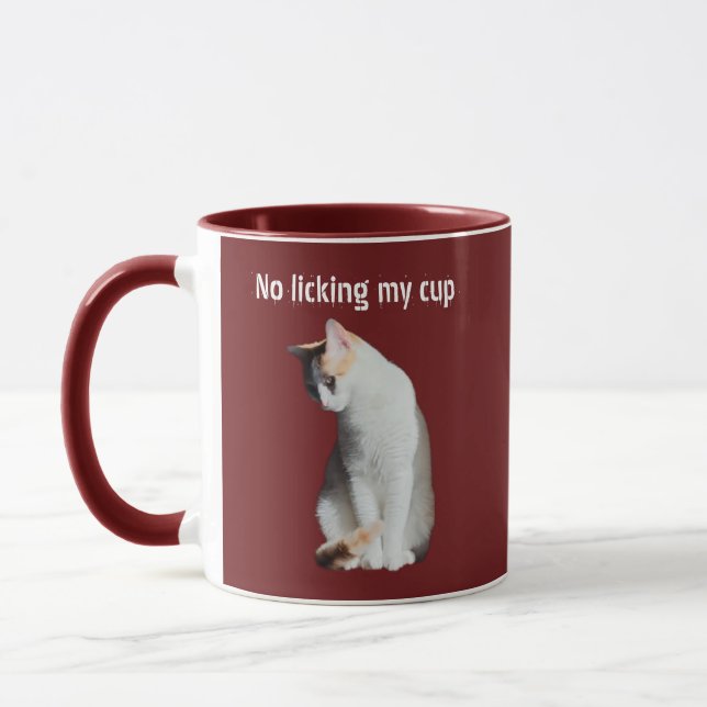 Caneca No Licking My Cup Funny Cat Mug (Esquerda)