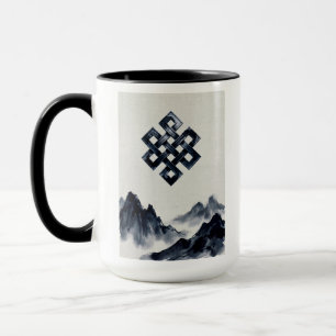 Caneca Nó Sem Fim Budista Zen Pacífico Montanhas Nebulosa
