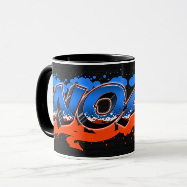 Caneca Noah Vorname Name Graffiti blue orange Tasse (Frente Esquerda)