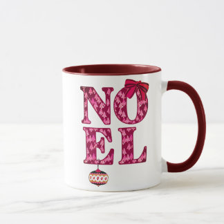 Caneca NOEL num padrão de árvore de Natal Borgonha