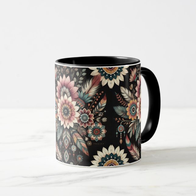 Caneca Noite de Boho Blooms (Frente Esquerda)