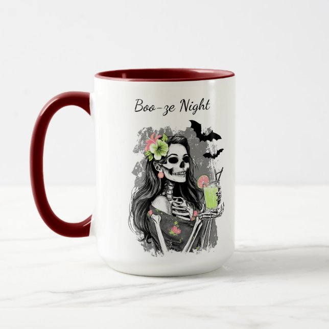Caneca Noite de Boo-ze de Halloween | Garota Esqueleto (Esquerda)