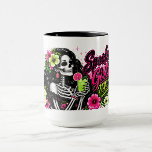 Caneca Noite de Boo-ze de Halloween   Garota Esqueleto